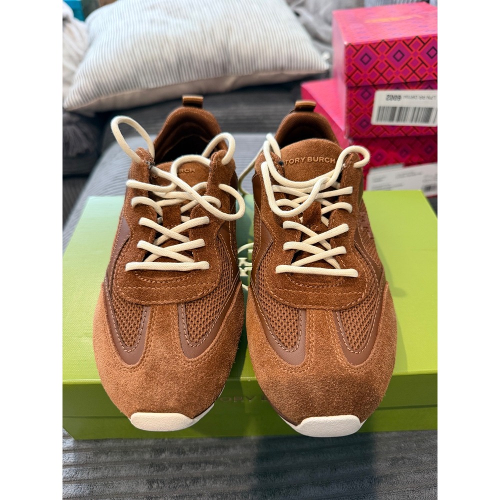 Tory Burch Women's Tory Travel Sneakers, Cognac Brown, 5 Medium US